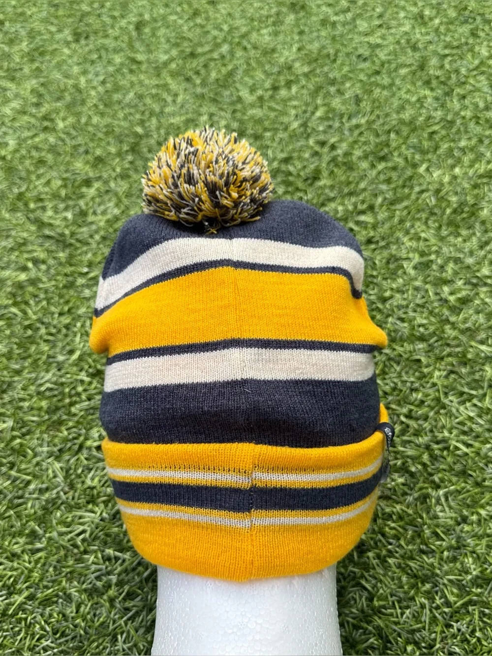 Nintendo Super Mario Bowser Beanie Hat Striped Pom Pom Winter Knit Cap One Size
